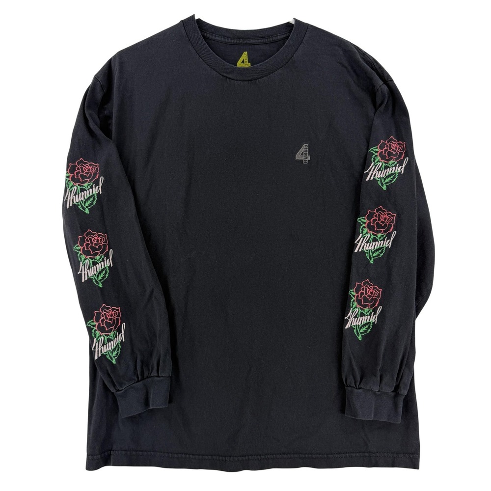 YG 4Hunnid Shirt Mens Large‎ Black Rose Logo Graphic Long Sleeve T-Shirt Tagless